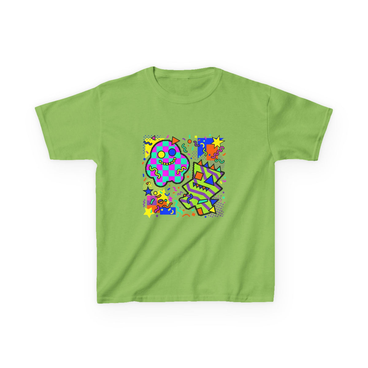 Kids Tee - Playful 90s Geometric Monsters | Retro Abstract