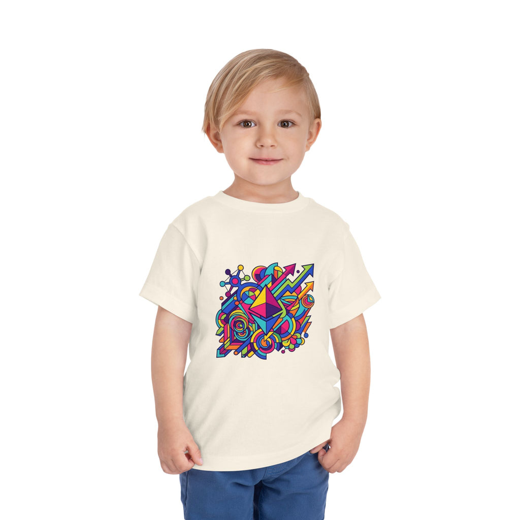 Toddler Crypto Shirt - Neon Geometric Digital Art | Blockchain Kids