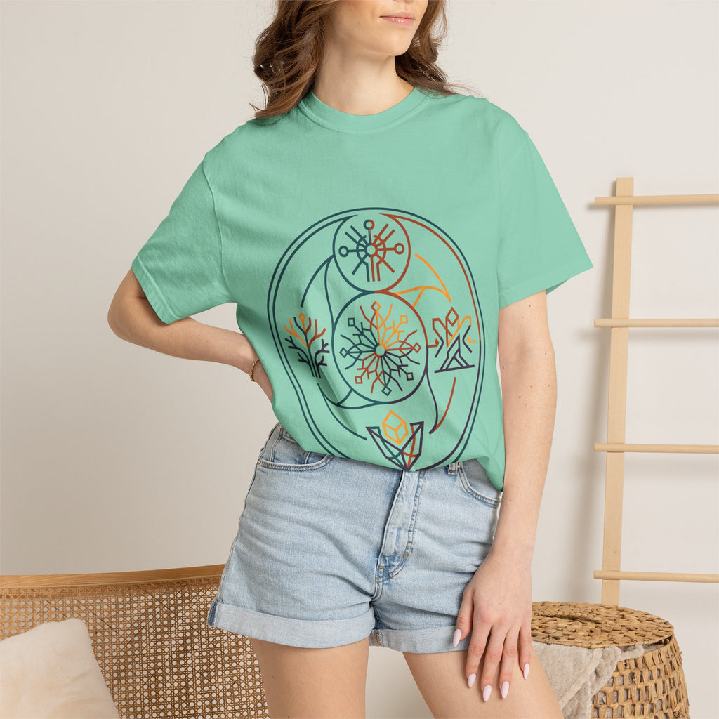 Unisex Garment-Dyed T-Shirt - Minimalist Geometric Nature Art