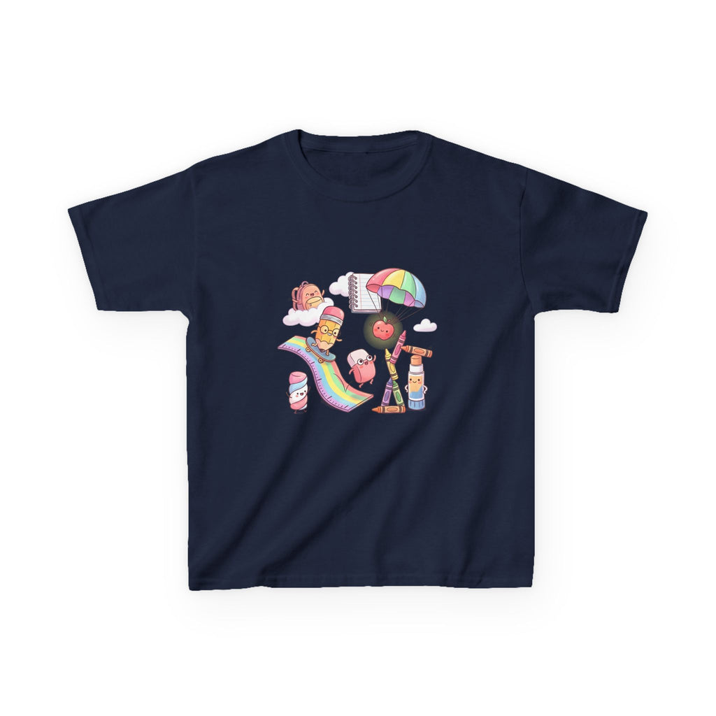 Kids Back to School Tee - Cute Faces School Supplies | Rainbow 2026