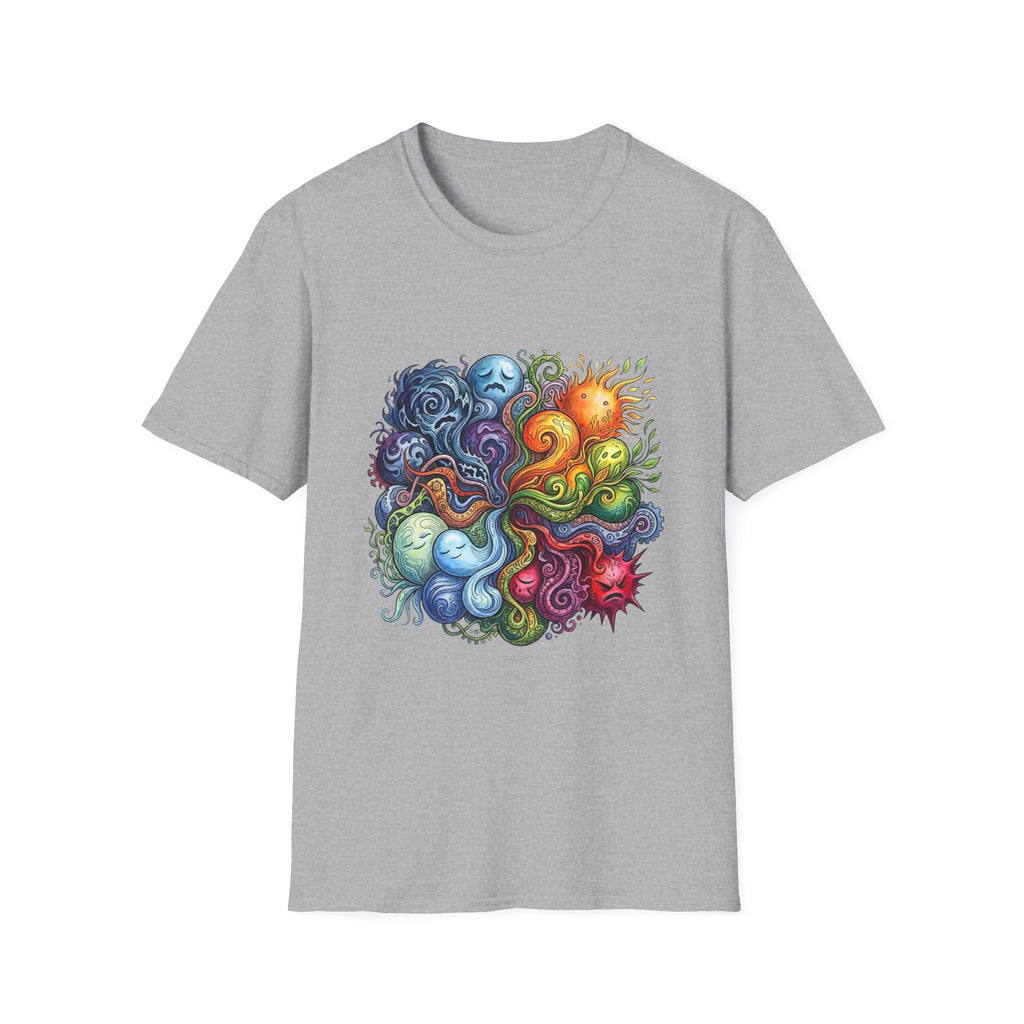 Abstract T-Shirt - Whimsical Watercolor Mandala | Surreal Figures