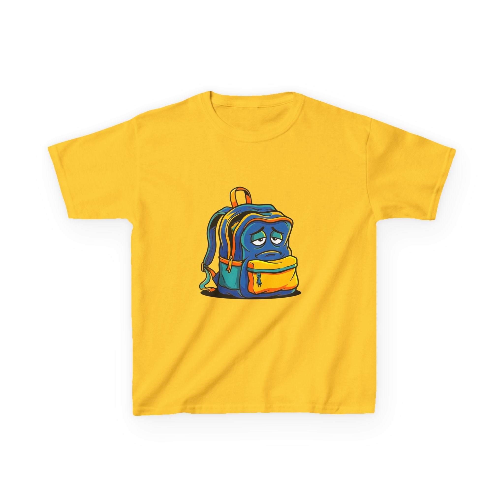 Kids Heavy Cotton Tee - Sad Backpack Cartoon | Back to School 2026