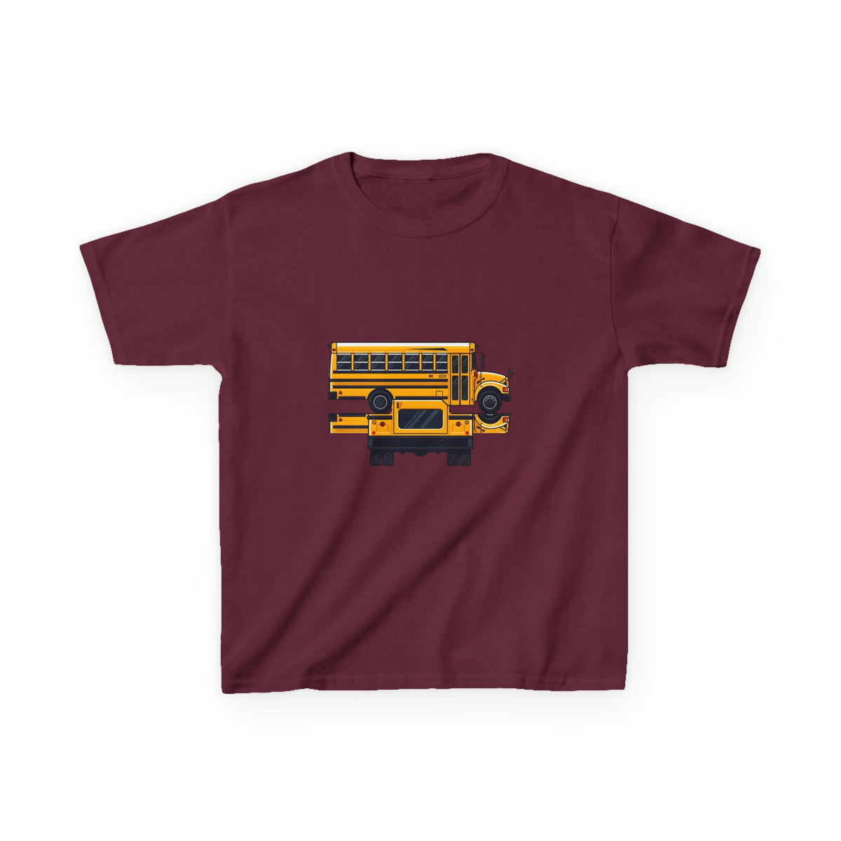 Kids School Bus T-Shirt - Cute Cartoon Reflection | Back to School