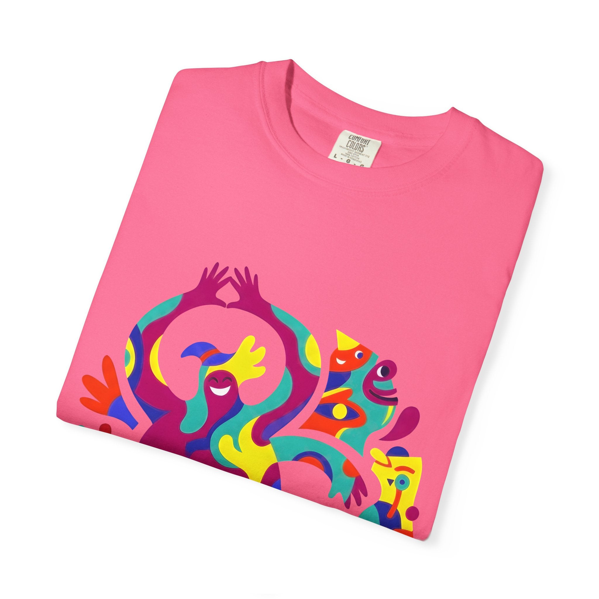 Garment-Dyed T-shirt - Joyful Abstract Creatures | Whimsical Graphic