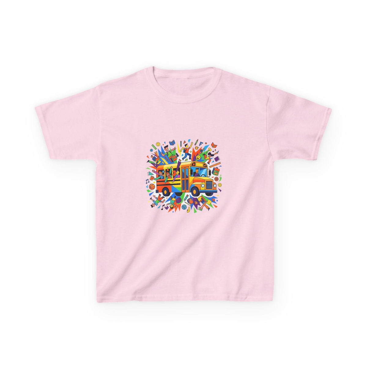 Kids Back to School Tee - Colorful School Bus & Student Shirt