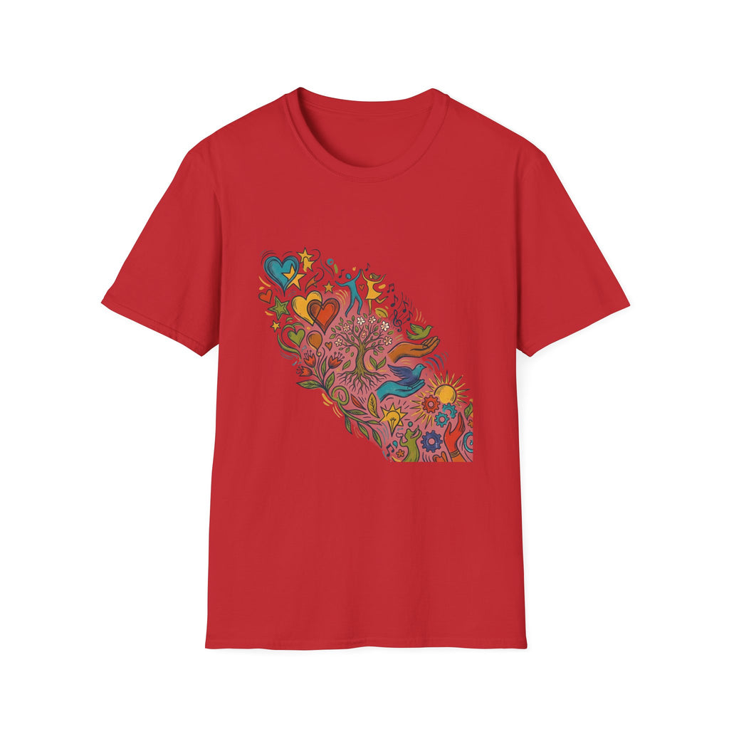 Unisex T-Shirt - Groovy Folk Art Love & Peace | Vibrant Community