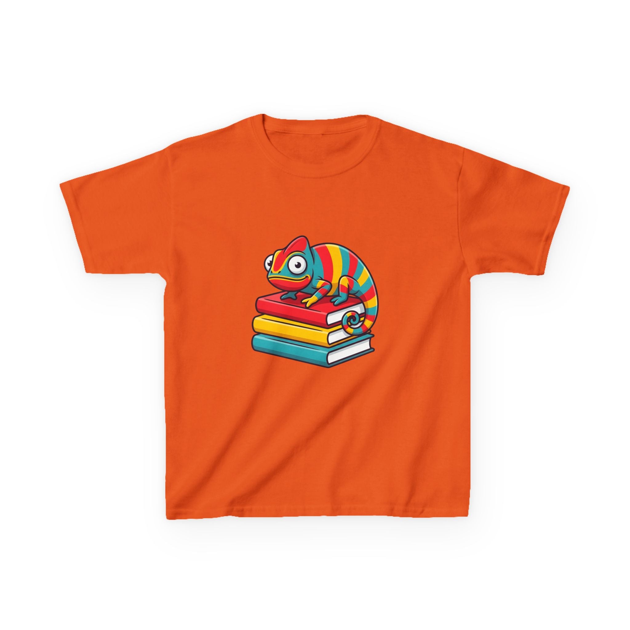 Kids T-Shirt - Whimsical Chameleon Reading Books | School Tee