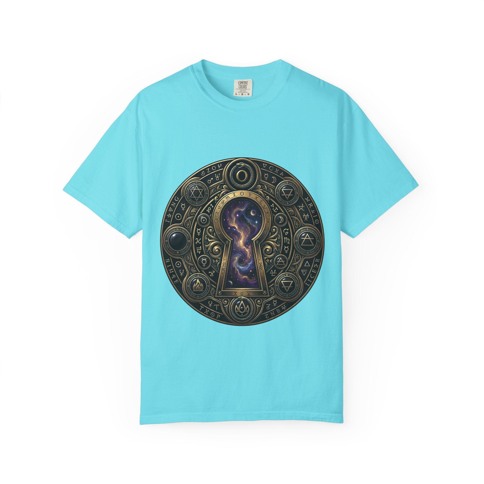 T-shirt - Celestial Keyhole Galaxy | Occult Alchemical Gold