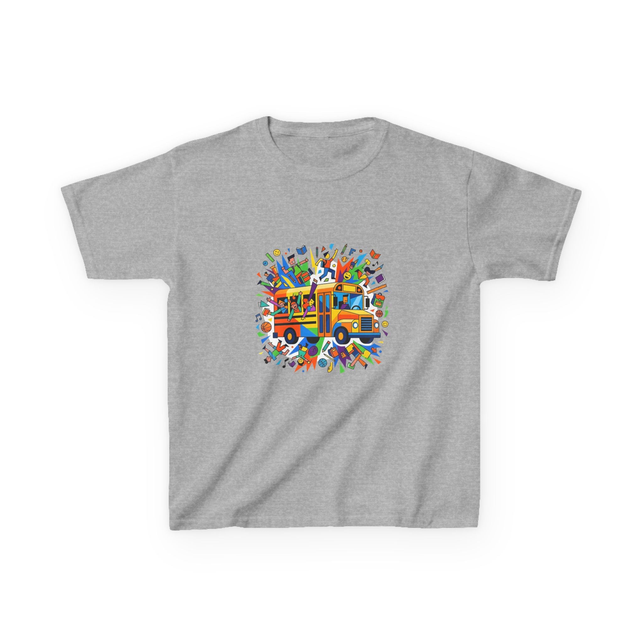 Kids Back to School Tee - Colorful School Bus & Student Shirt
