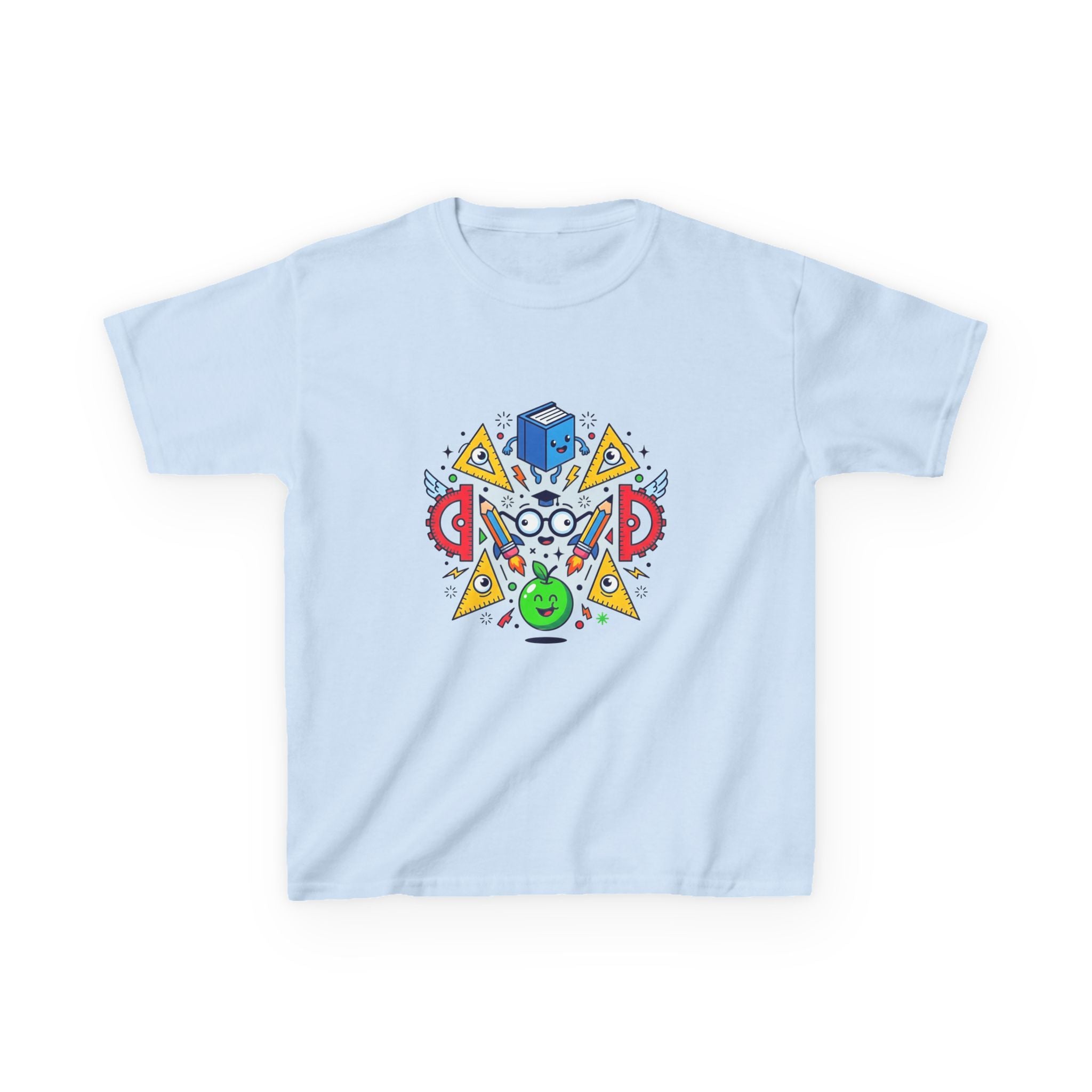 Kids Tee - Cartoon School Supplies & Learning Design | Back to School