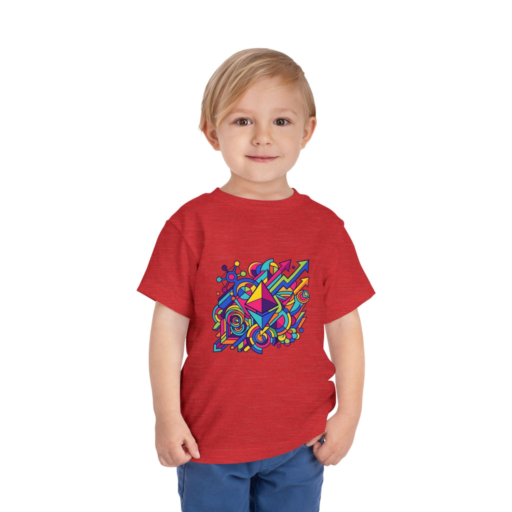 Toddler Crypto Shirt - Neon Geometric Digital Art | Blockchain Kids