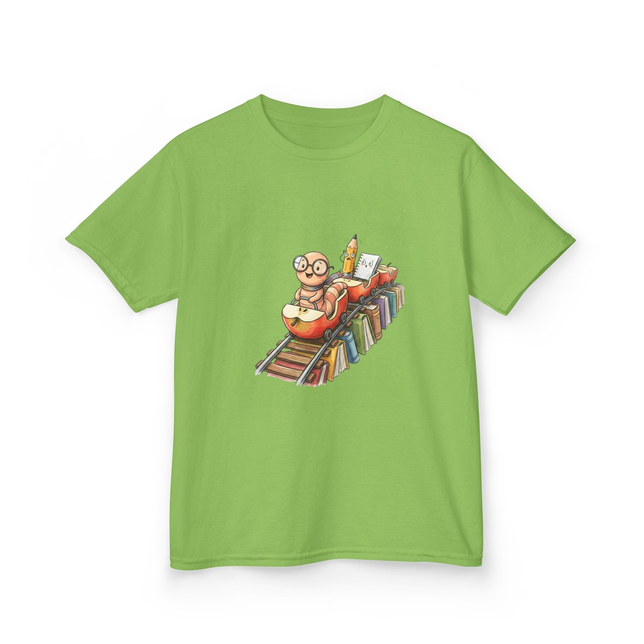 Kids Learning Train Tee - Whimsical Bookworm Education Shirt