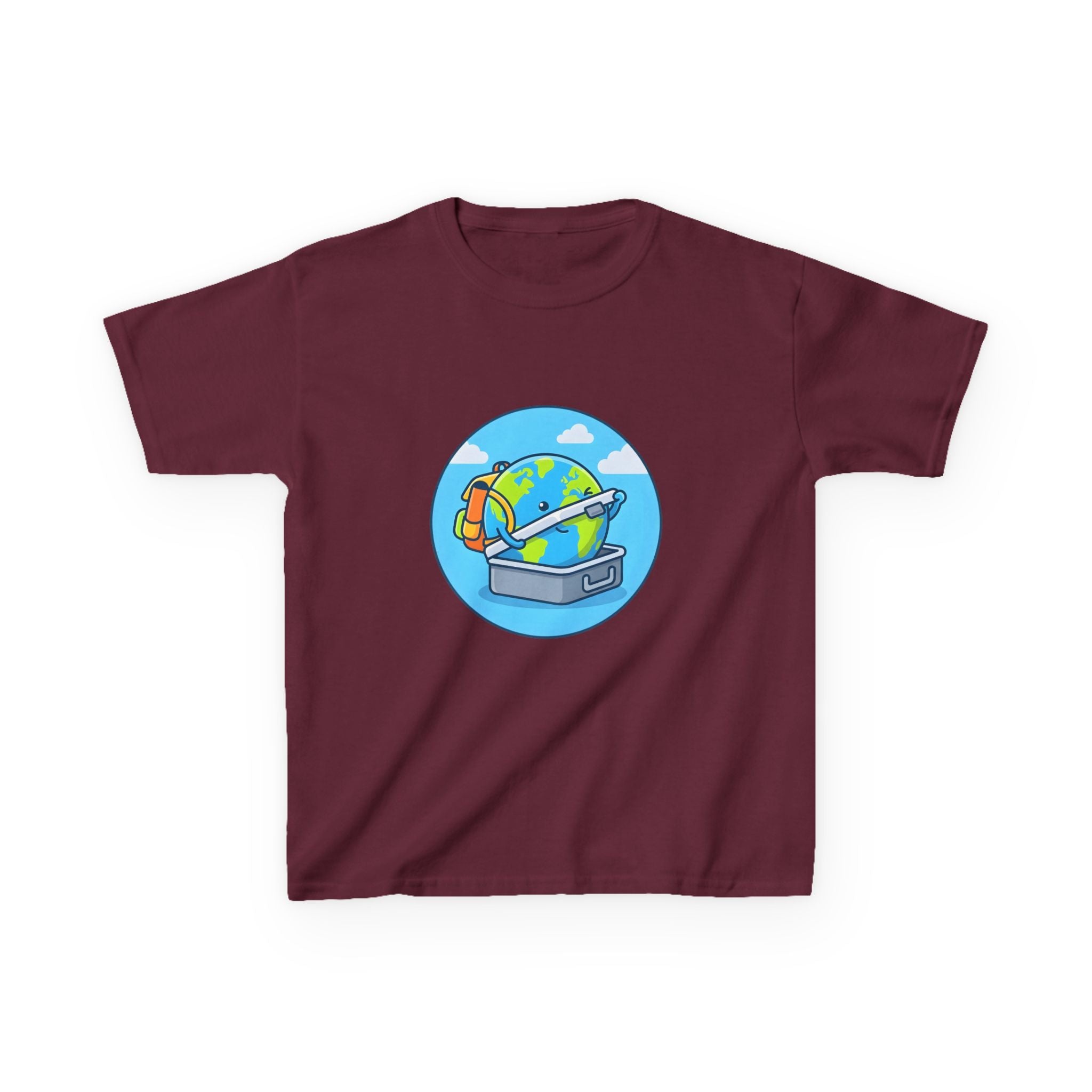 Kids Tee - Cute Earth Travel & School Cartoon Shirt | Adventure