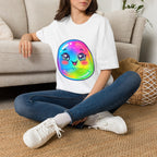 Unisex Kawaii T-Shirt - Happy Rainbow Blob Character Tee