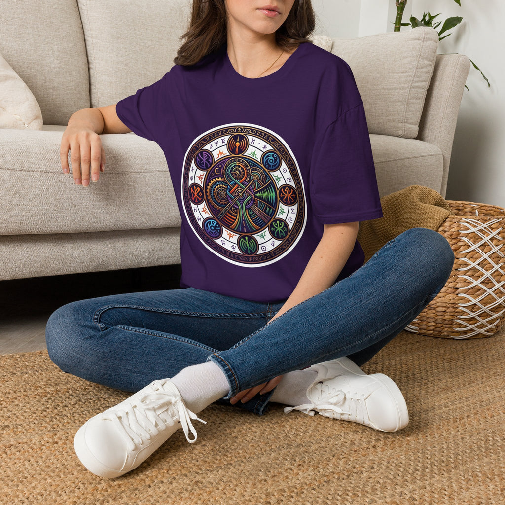 Unisex Steampunk T-Shirt - Ornate Mystical Mandala & Gears