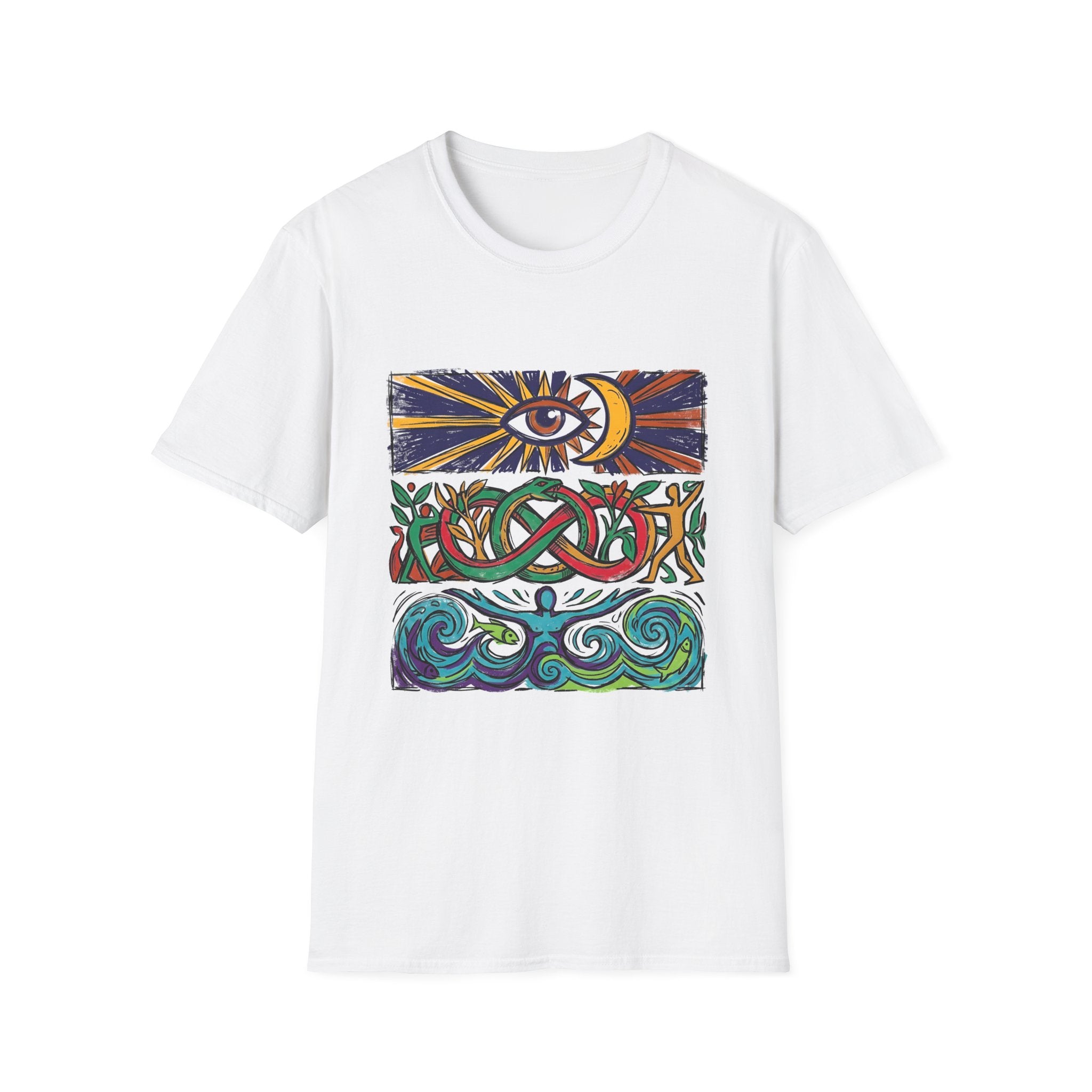 Unisex T-Shirt - Cosmic Folk Art Eye & Snake | Spiritual Nature
