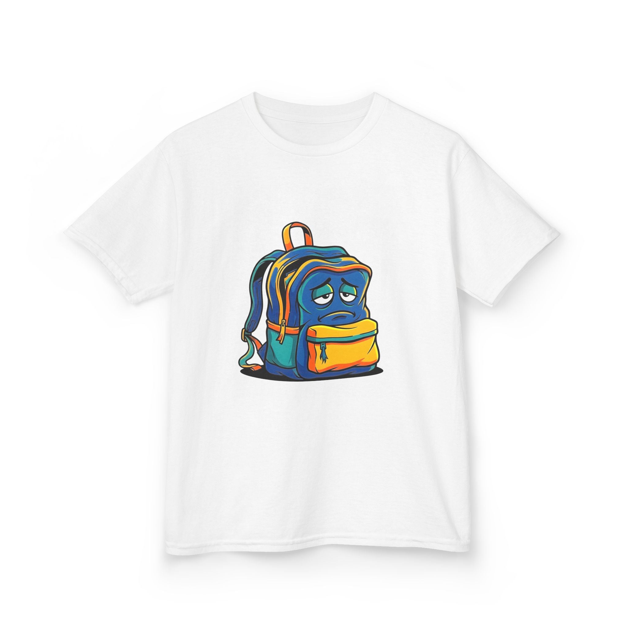 Kids Heavy Cotton Tee - Sad Backpack Cartoon | Back to School 2026