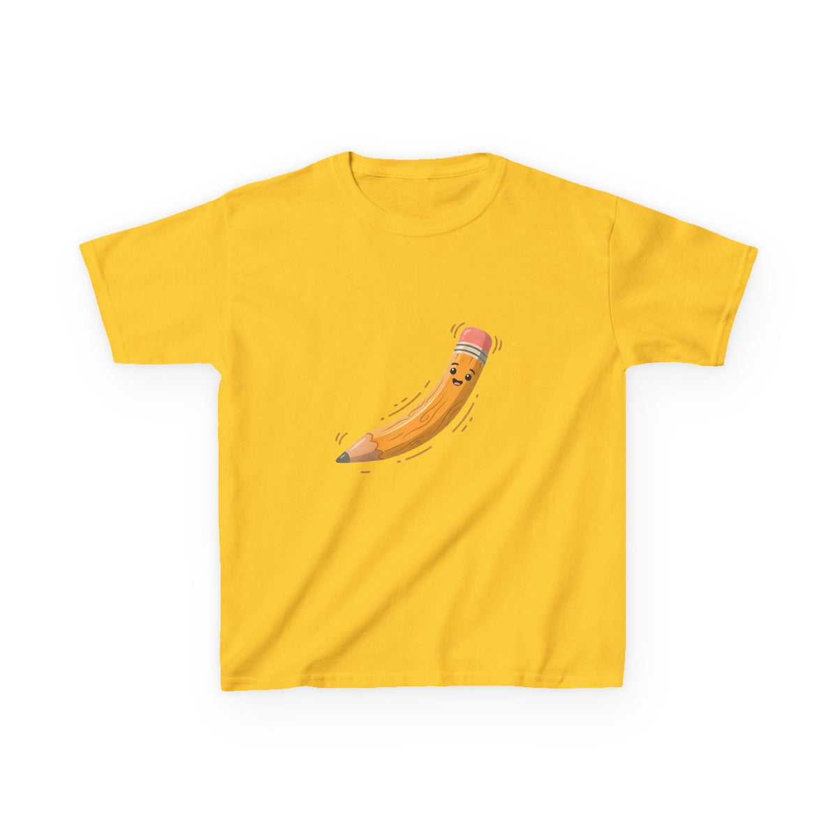 Kids Heavy Cotton Tee - Happy Animated Pencil School Supply | Back to