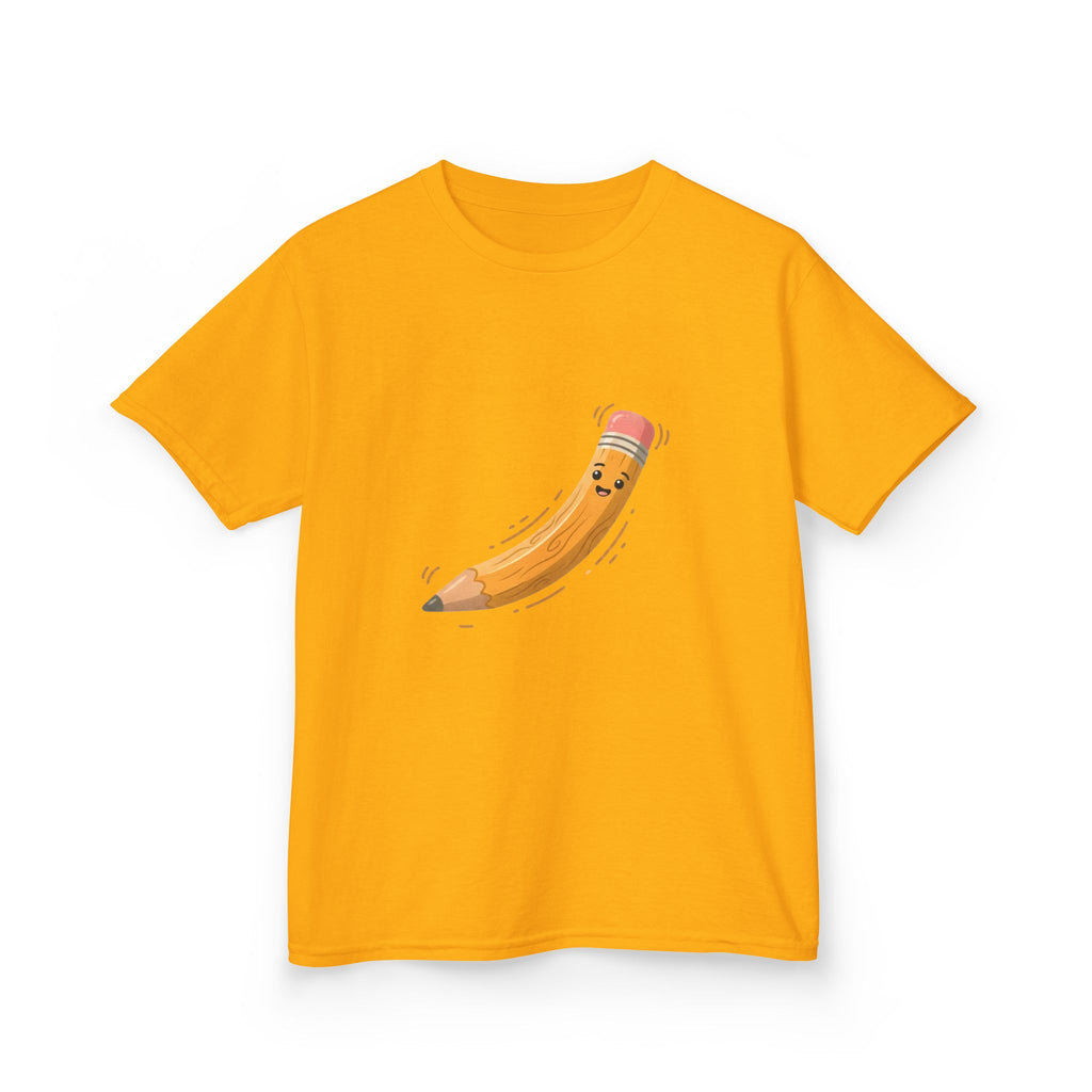 Kids Heavy Cotton Tee - Happy Animated Pencil School Supply | Back to