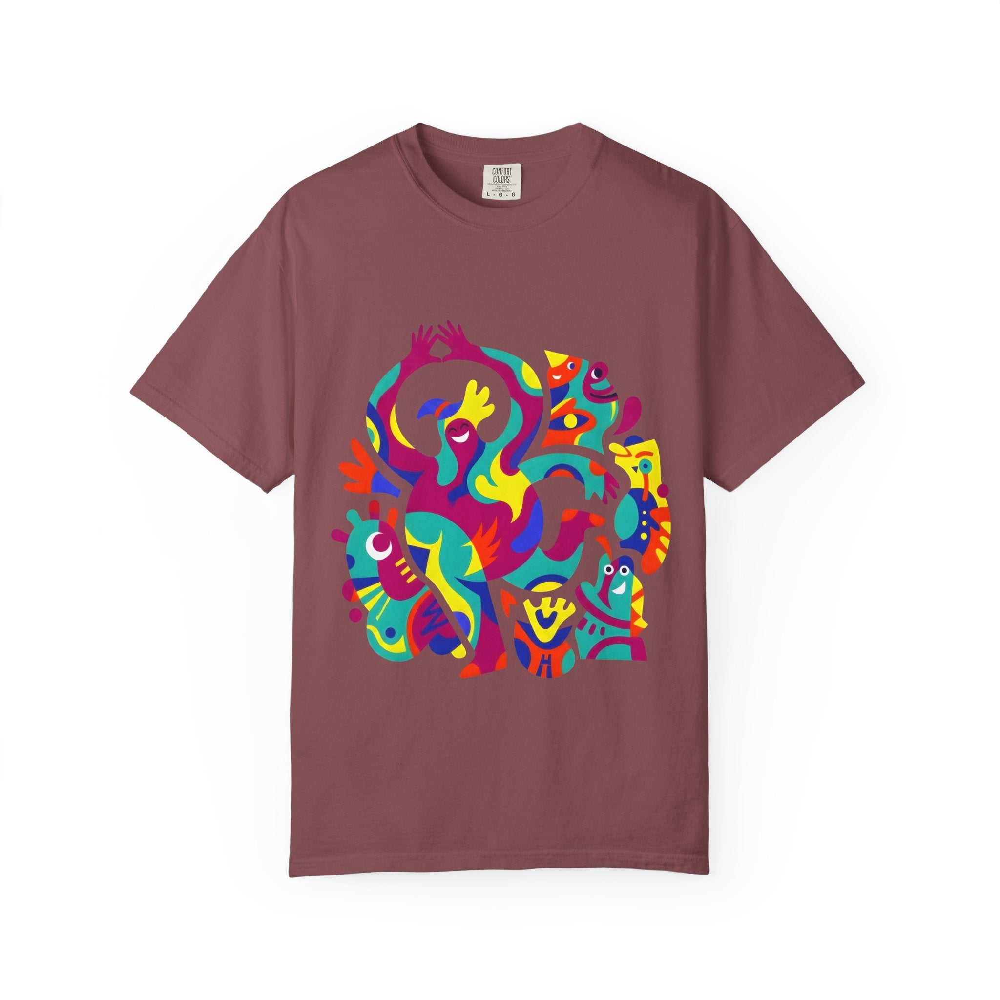 Garment-Dyed T-shirt - Joyful Abstract Creatures | Whimsical Graphic
