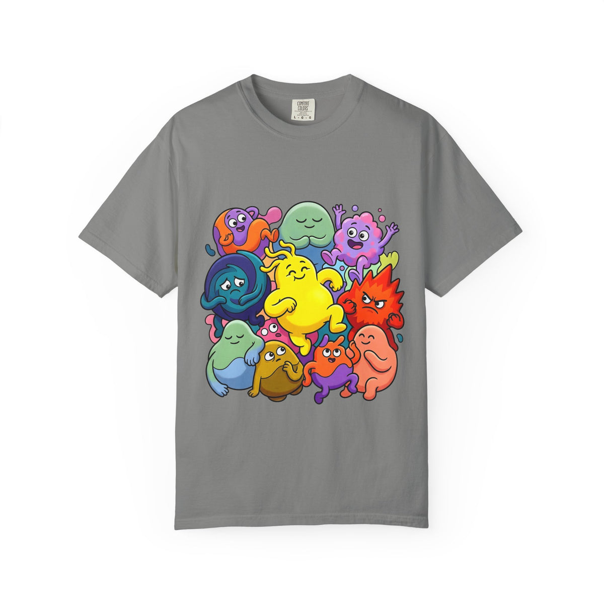Unisex Garment-Dyed T-Shirt - Diverse Emotional Cartoon Creatures