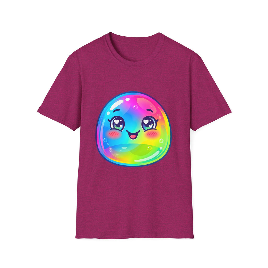 Unisex Kawaii T-Shirt - Happy Rainbow Blob Character Tee