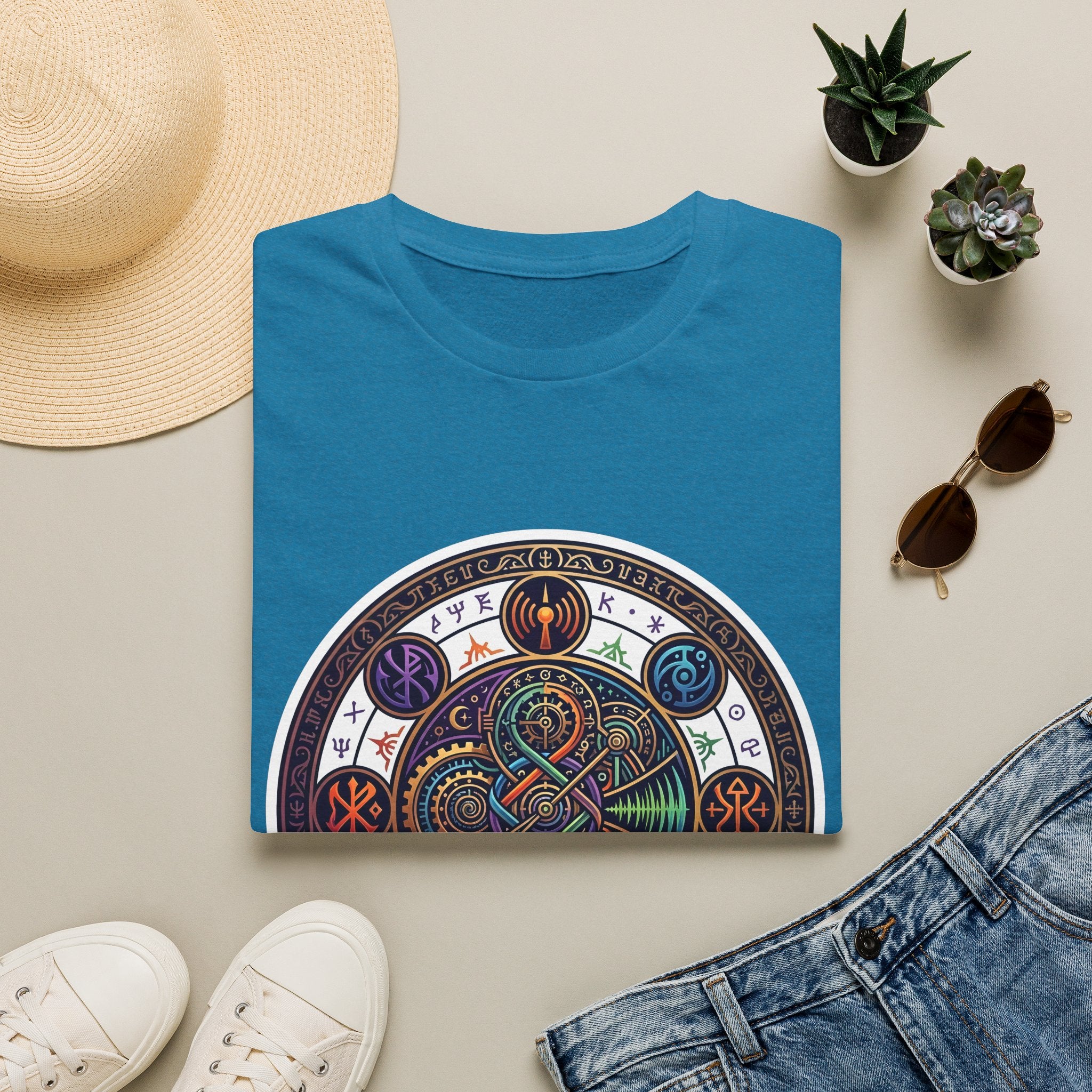 Unisex Steampunk T-Shirt - Ornate Mystical Mandala & Gears