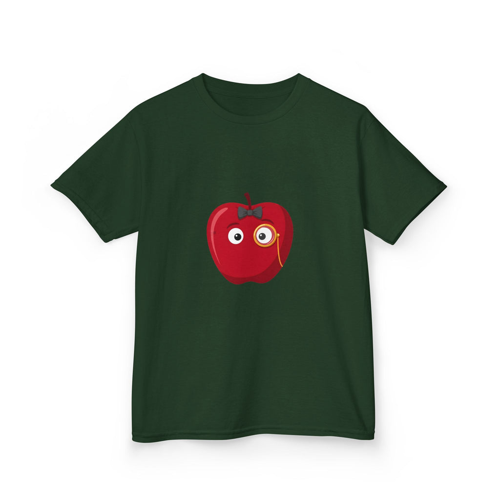 Kids Heavy Cotton Tee - Whimsical Monocle Apple Character