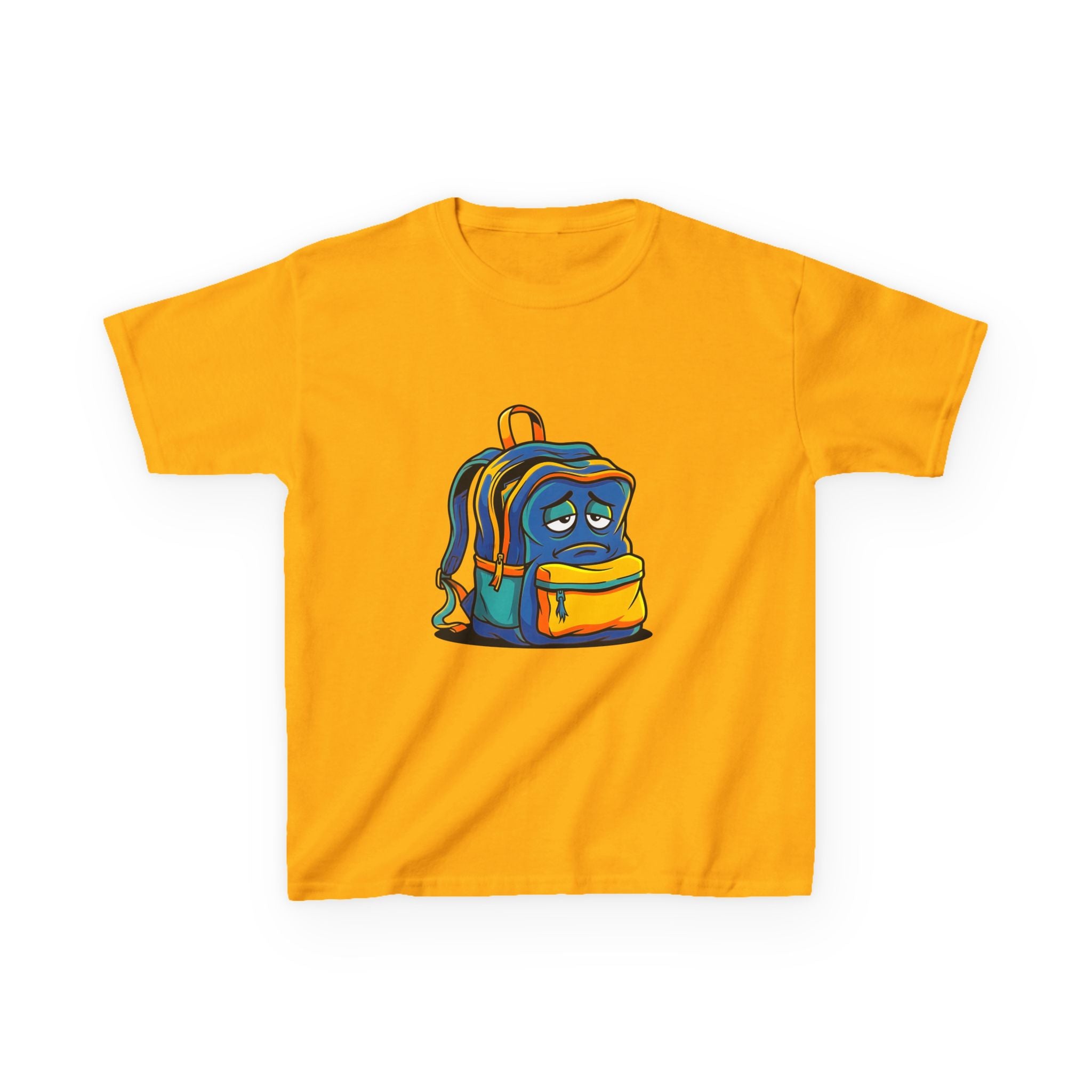 Kids Heavy Cotton Tee - Sad Backpack Cartoon | Back to School 2026