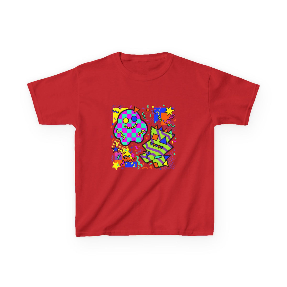 Kids Tee - Playful 90s Geometric Monsters | Retro Abstract