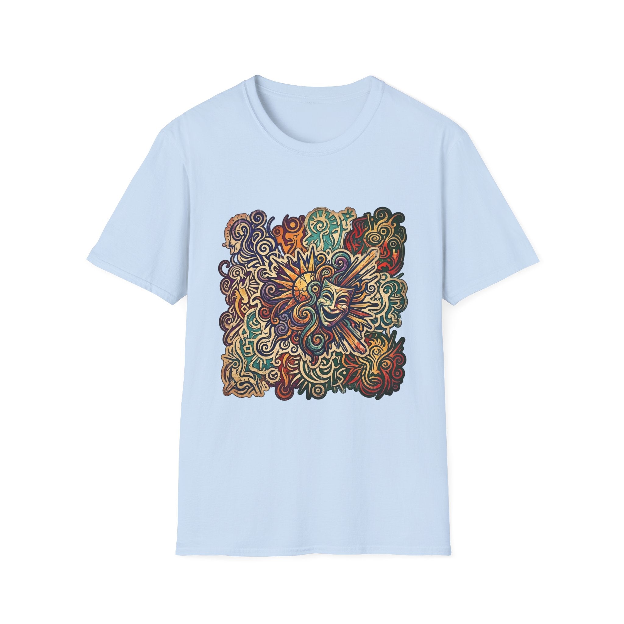 Unisex T-Shirt - Retro Psychedelic Theater Comedy Mask | Abstract Art