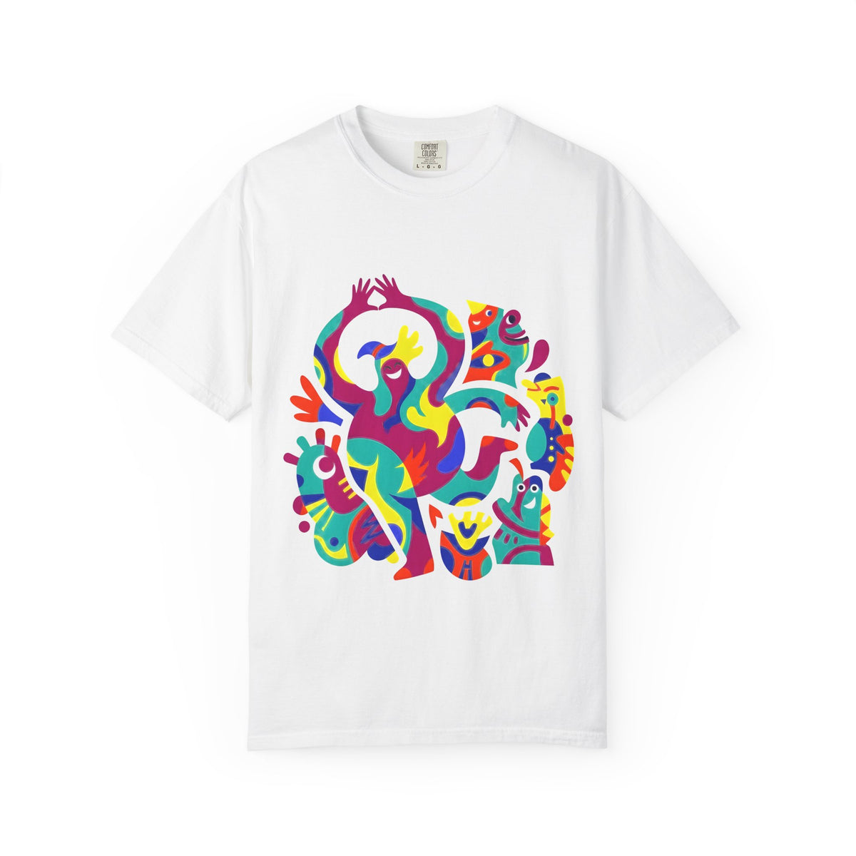 Garment-Dyed T-shirt - Joyful Abstract Creatures | Whimsical Graphic