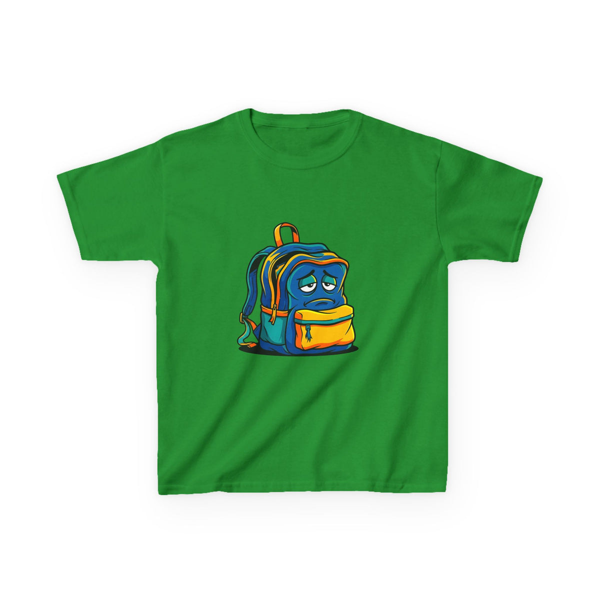 Kids Heavy Cotton Tee - Sad Backpack Cartoon | Back to School 2026