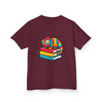 Kids T-Shirt - Whimsical Chameleon Reading Books | School Tee
