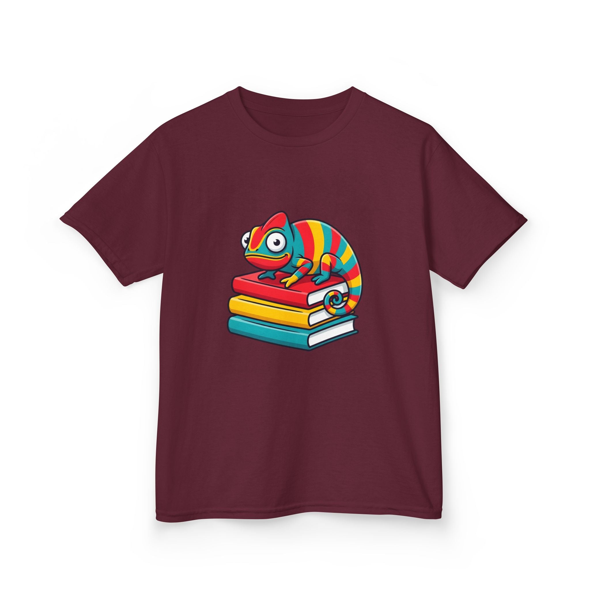 Kids T-Shirt - Whimsical Chameleon Reading Books | School Tee