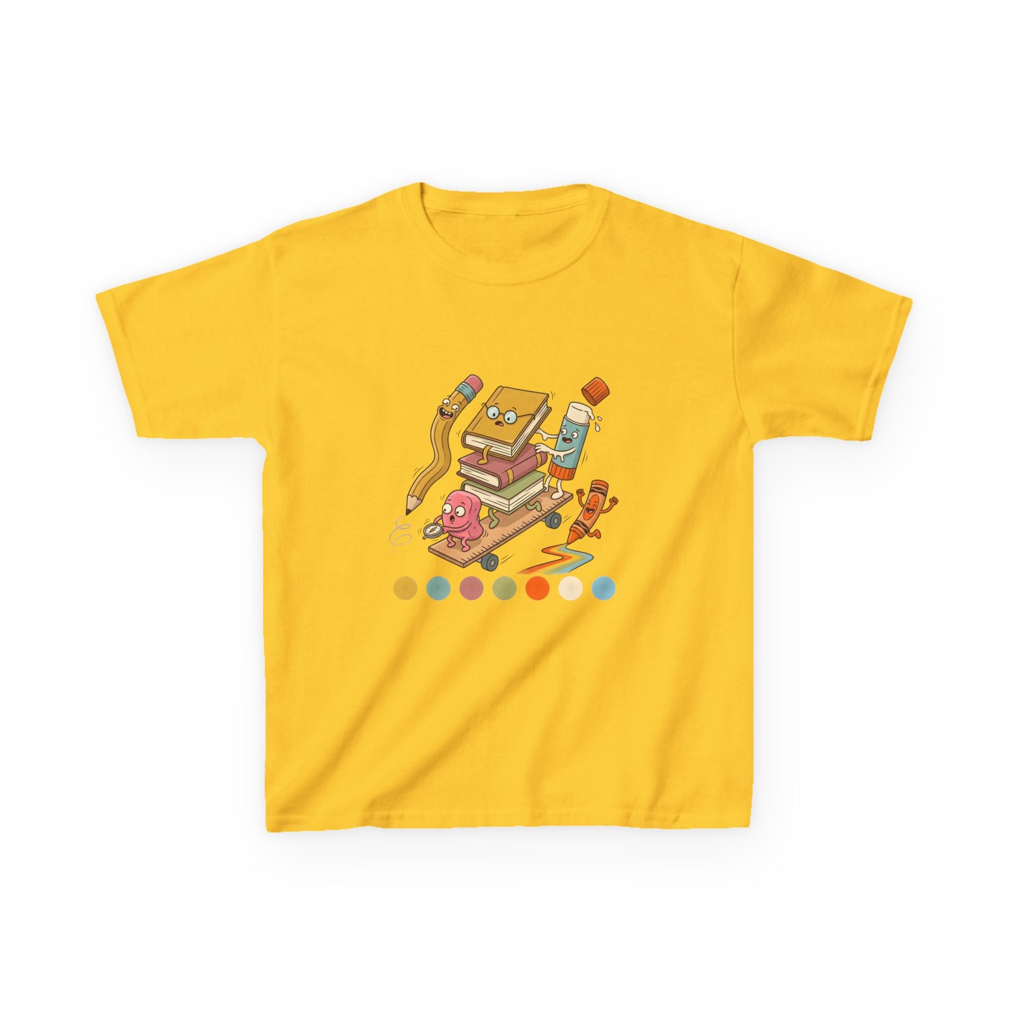 Kids T-Shirt - Cute Cartoon School Supplies | Back to School 2026
