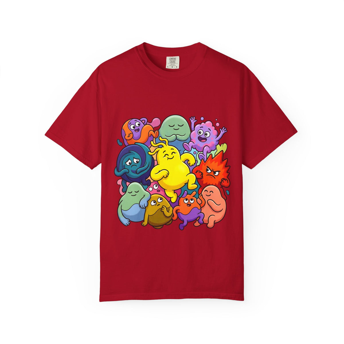 Unisex Garment-Dyed T-Shirt - Diverse Emotional Cartoon Creatures