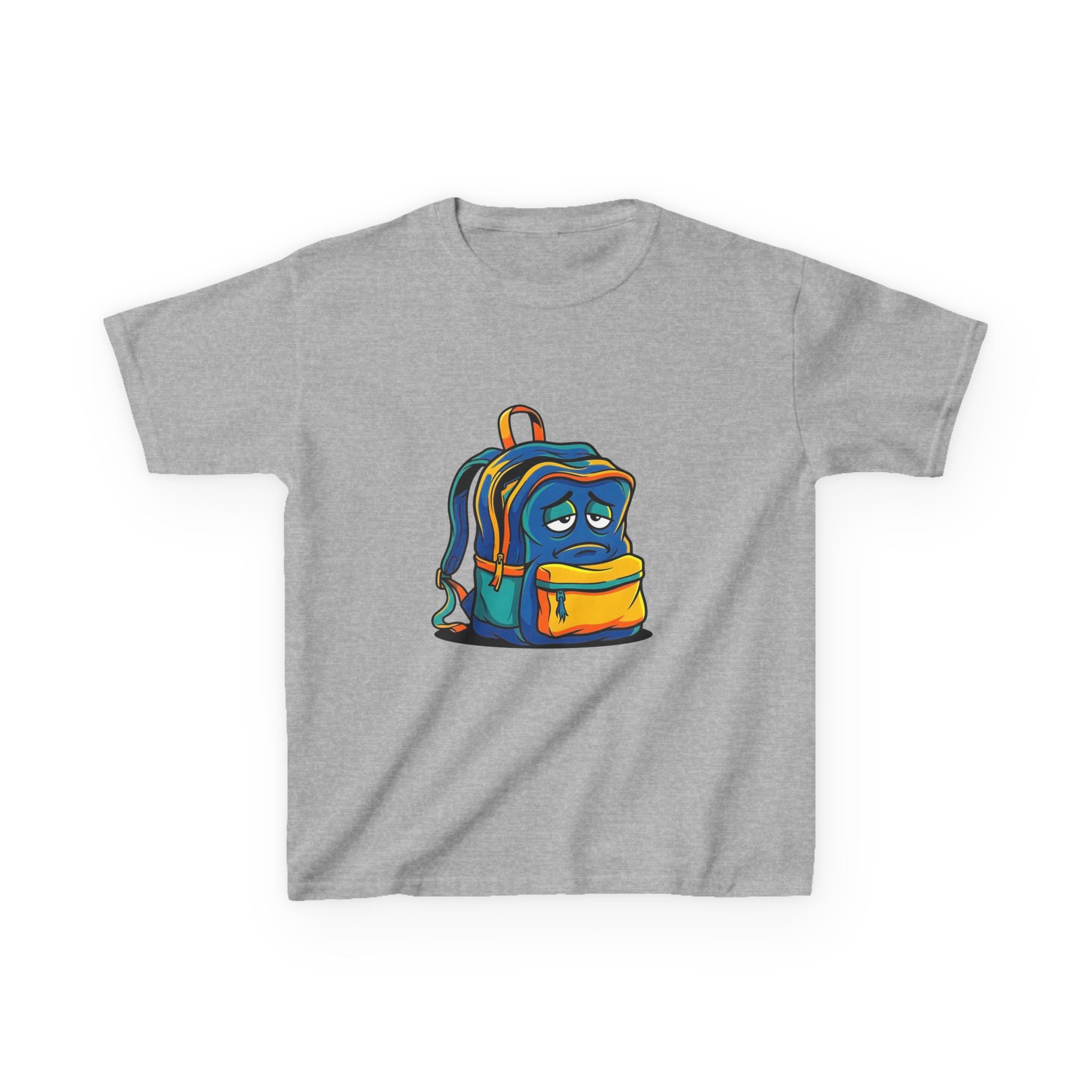 Kids Heavy Cotton Tee - Sad Backpack Cartoon | Back to School 2026