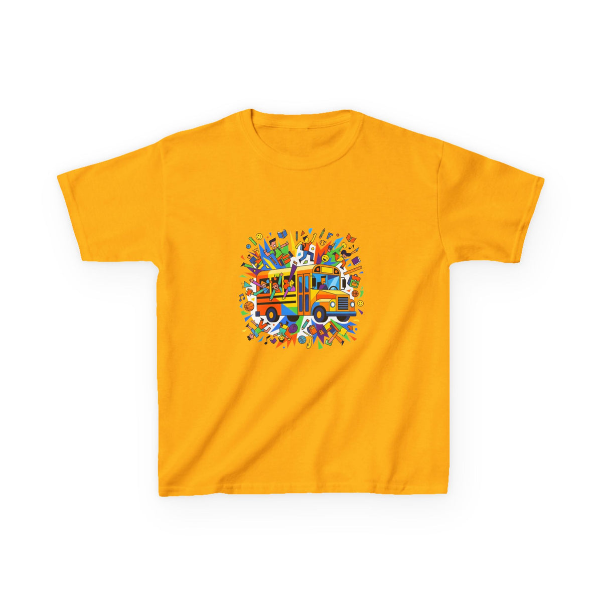 Kids Back to School Tee - Colorful School Bus & Student Shirt