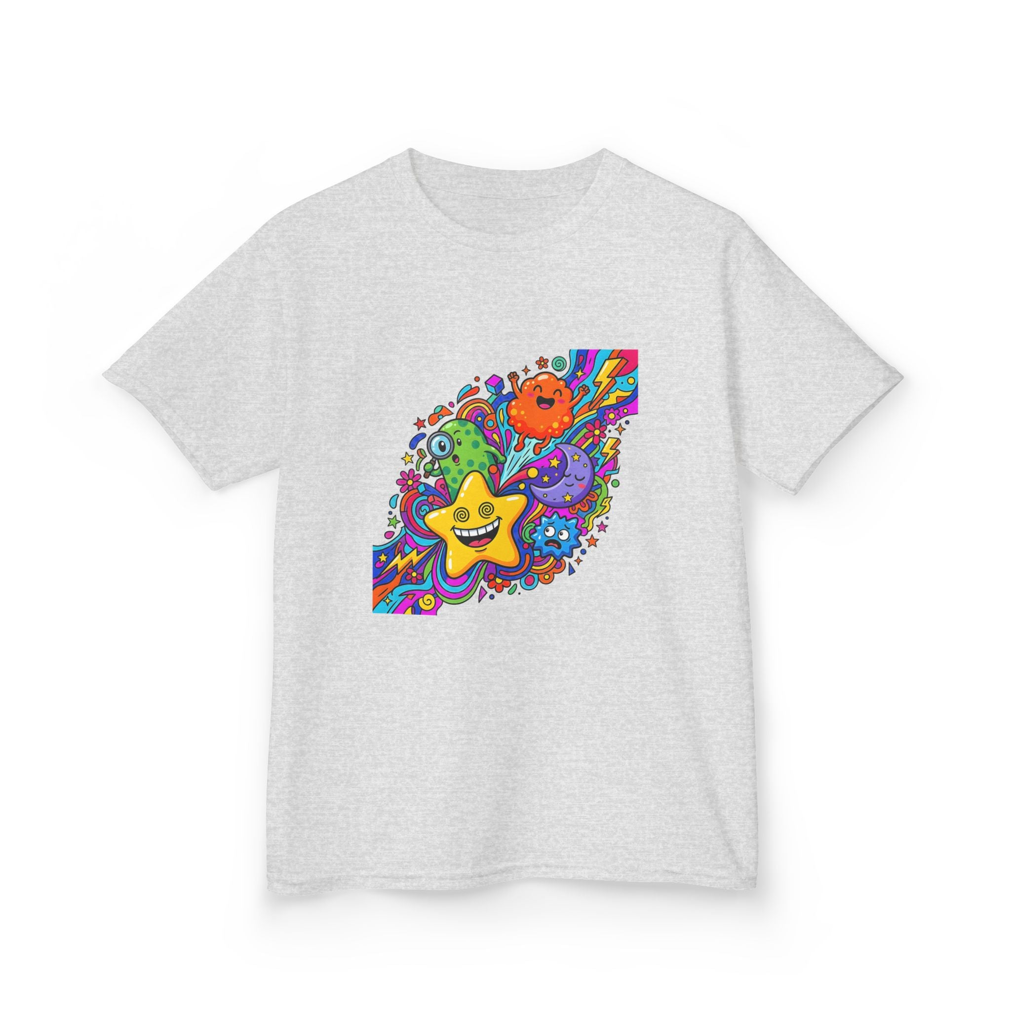 Kids Psychedelic Monster Tee - Vibrant Cartoon Doodle Shirt