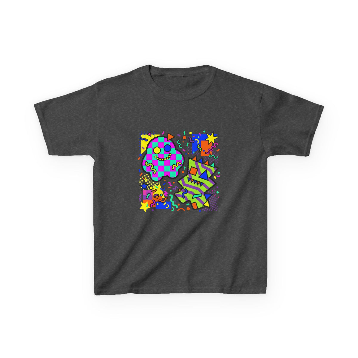 Kids Tee - Playful 90s Geometric Monsters | Retro Abstract