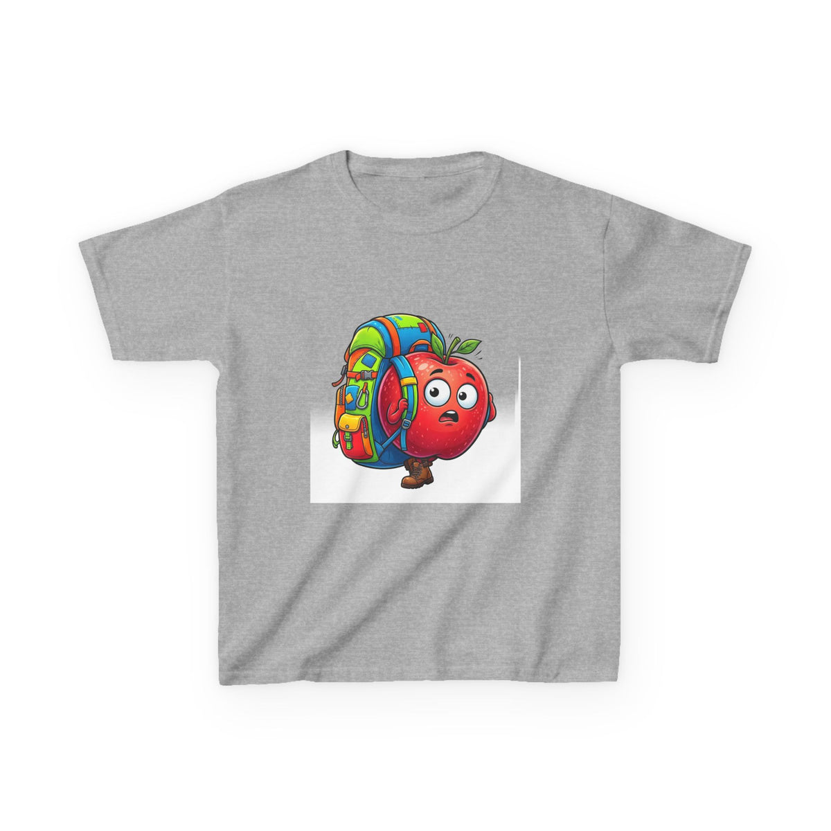 Kids Tee - Adventurous Apple Character Hiking T-Shirt