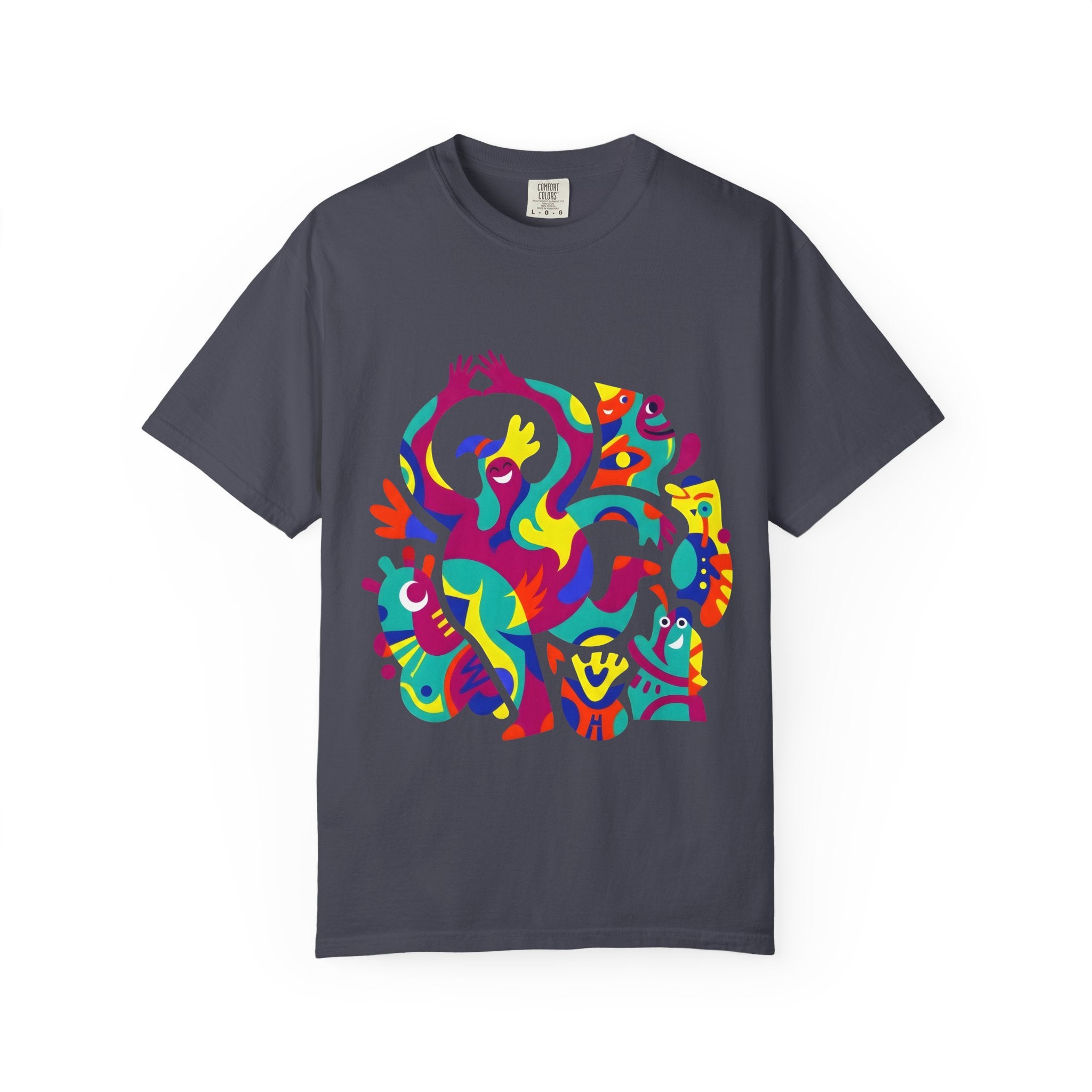 Garment-Dyed T-shirt - Joyful Abstract Creatures | Whimsical Graphic