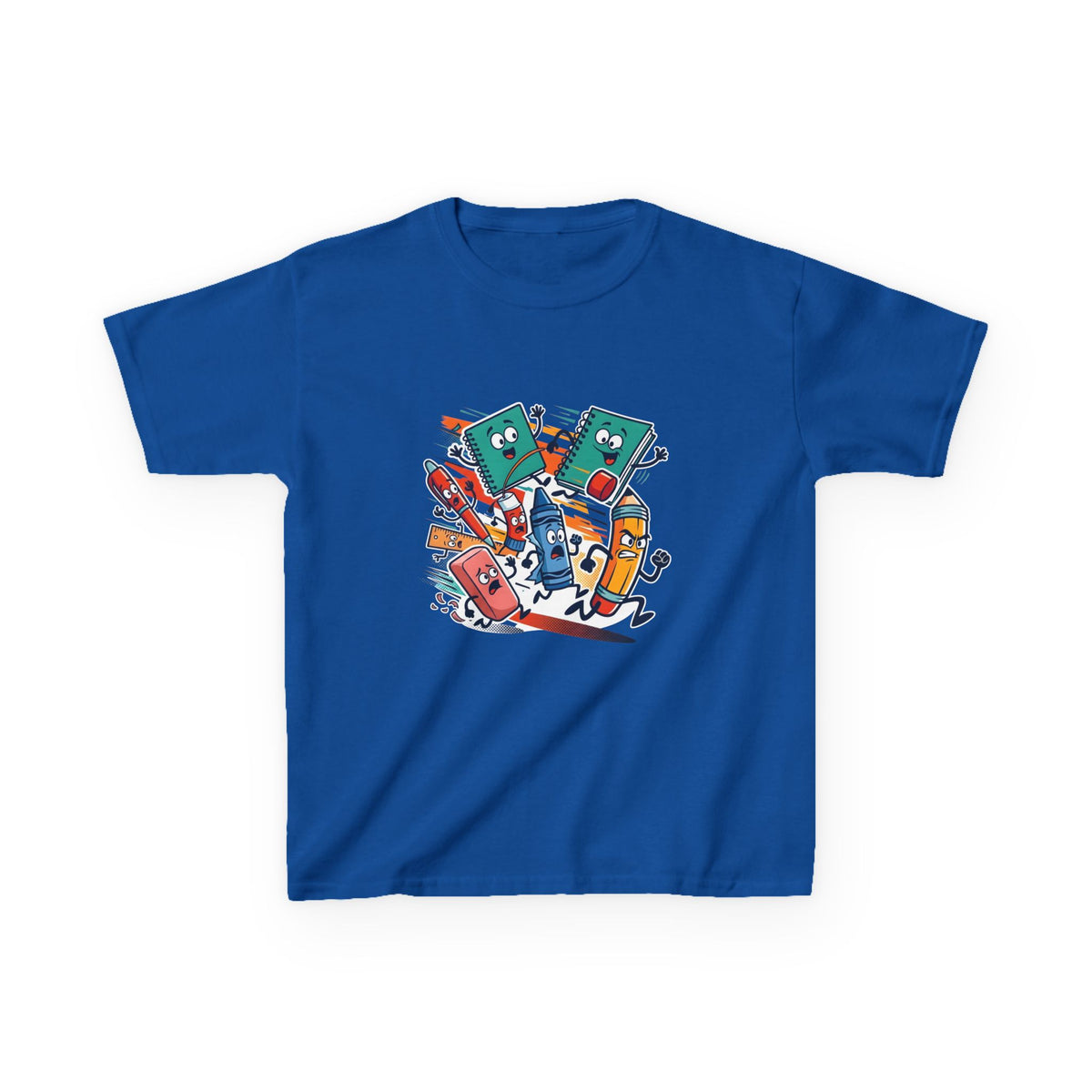 Kids Back to School Tee - Playful School Supplies Cartoon