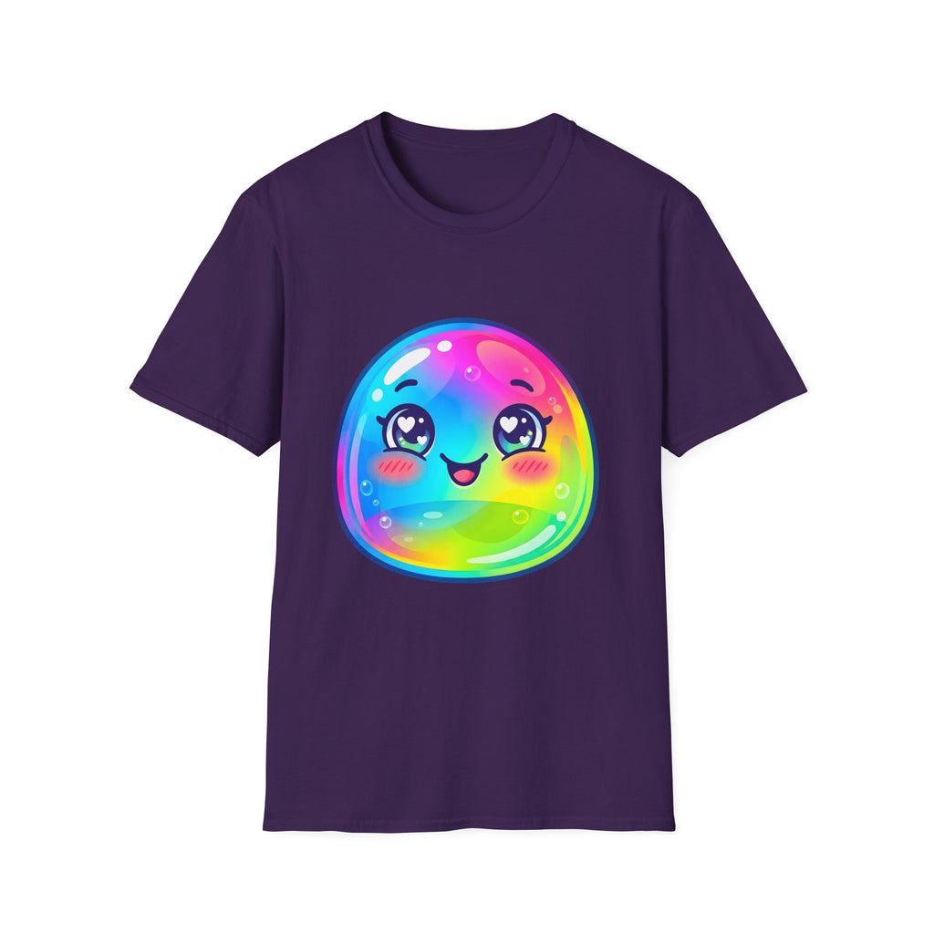 Unisex Kawaii T-Shirt - Happy Rainbow Blob Character Tee