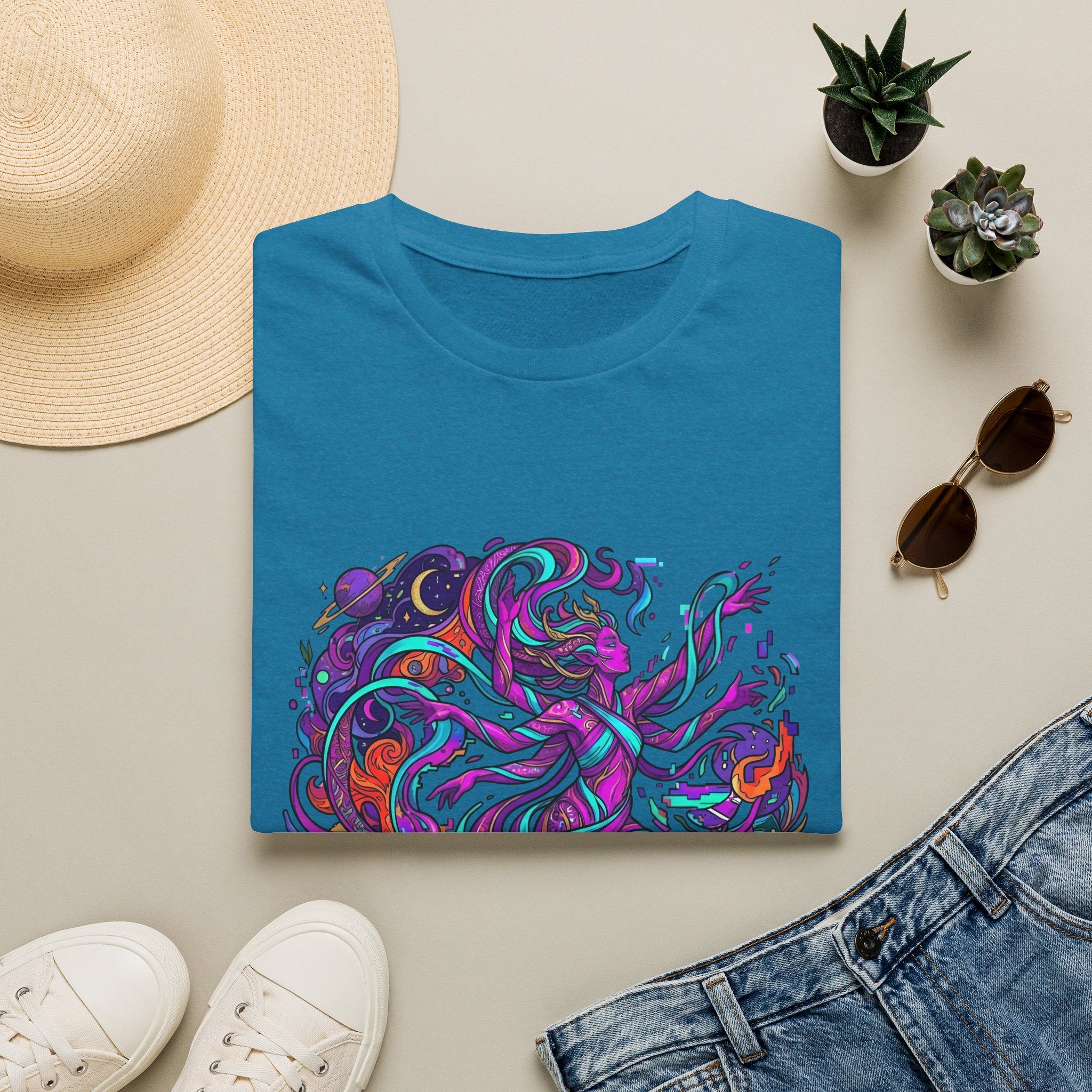 T-Shirt - Vibrant Psychedelic Cosmic Goddess Spiritual Flow