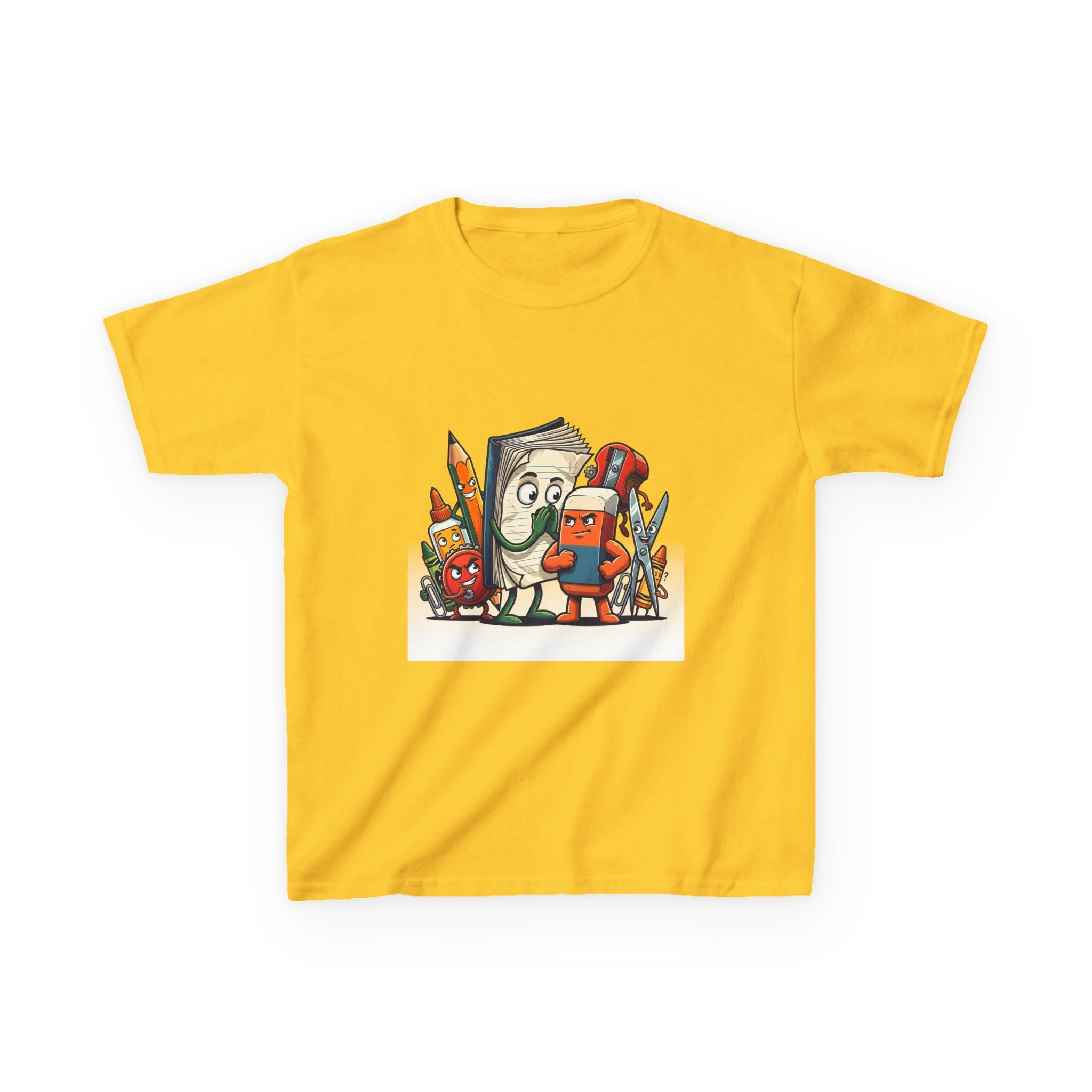 Kids Cartoon T-Shirt - Mischievous School Supplies & Stationery