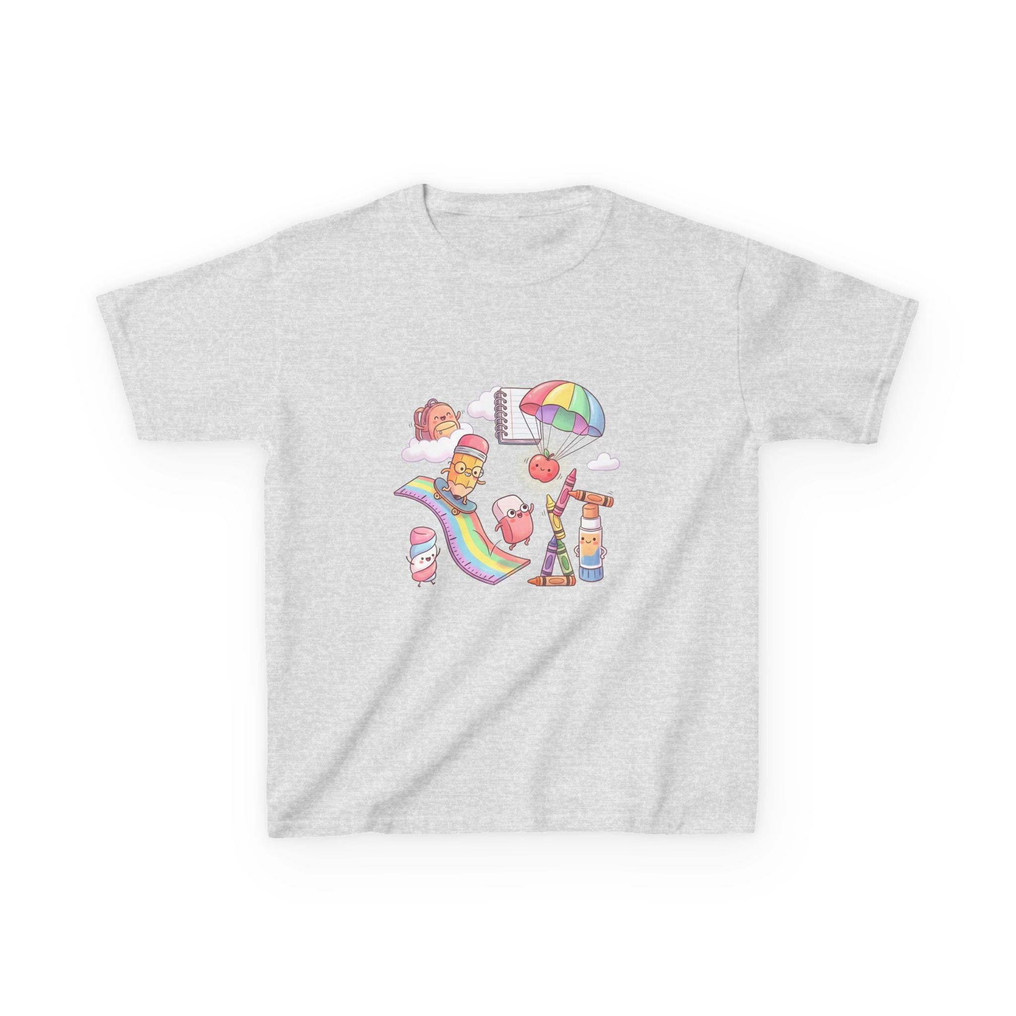 Kids Back to School Tee - Cute Faces School Supplies | Rainbow 2026