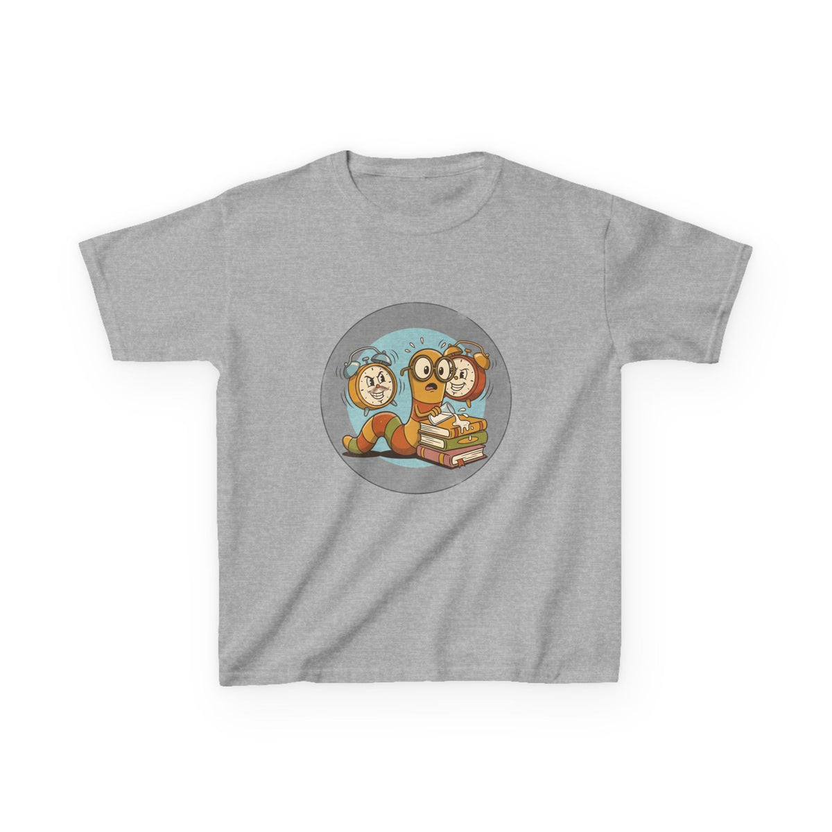 Kids Bookworm Tee - Cartoon Worm Studying Books | Back to School