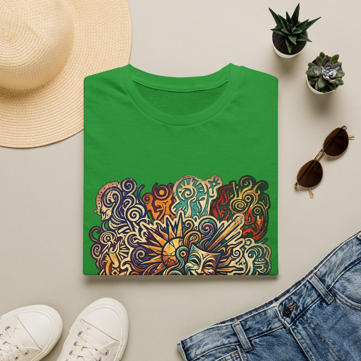 Unisex T-Shirt - Retro Psychedelic Theater Comedy Mask | Abstract Art